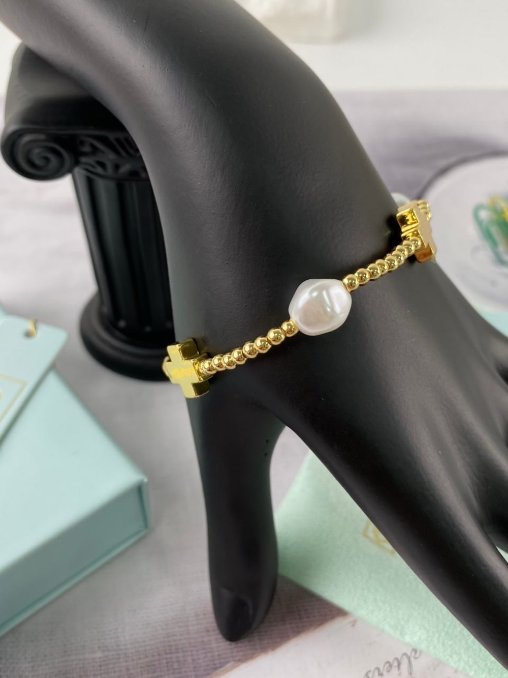 Enewton Gold Pearl Cross Beaded Bracelet - Gold - Picture 5 of 6